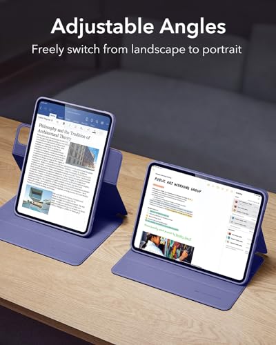 Image of ESR for iPad Pro M5 /M4 13 Inch Cover, iPad Pro 13 Case 2025 /2024 with Pencil Holder, Removable Magnetic Cover, Vertical Stand, Fully Supports Pencil Pro and Pencil(USB-C), Rebound 360 Series, Purple