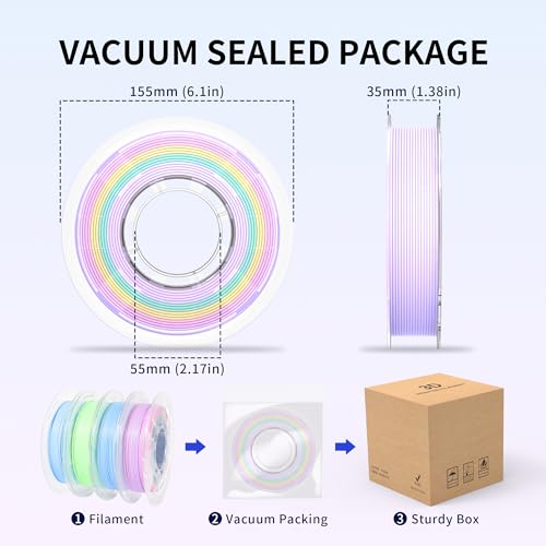 Image of RAMBERY Matte Rainbow PLA Filament Multicolour 3D Printer Filament Bundle Fast Color Change Matte Muticolor Filament, 1.75mm + /- 0.02mm 200gX 4 Spools (1.76 lbs)