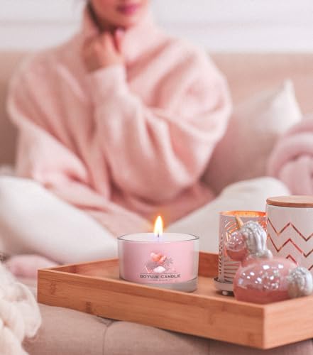 Scented Candles Gift Set for Anxiety | 3 Scented Filled Votive Candles | Relaxation Gifts for Women (Pink Season Collection) - Image 6