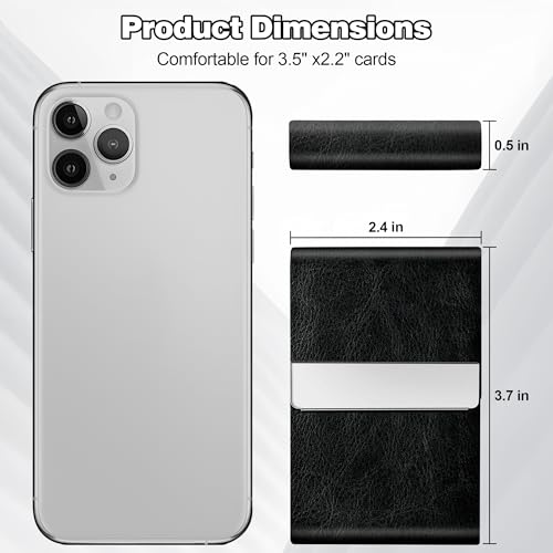 Image of Business Card Holder for Women or Men, Business Card Case with PU Leather and Stainless Steel, Slim Metal Case with Magnetic Closure for Business Meeting Use