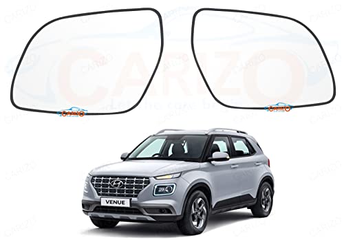 Image of CARIZO Rear View Mirror Glass (Left & Right Side) Compatible with Hyundai Venue (2019-2022) Pack of 2