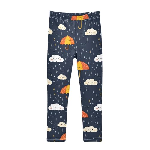 Girls Leggings Cute Umbrella Rain Cloud Soft Toddler Leggings for Girls Kids Pants Size 4T-10T