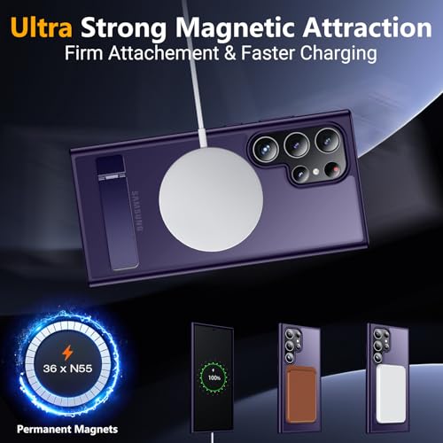 Image of SPIDERCASE Magnetic for Samsung Galaxy S23 Ultra Case, [3 Stand Ways][ Military Grade Drop Protection] with Invisible Stand Shockproof Slim Case for Samsung S23 Ultra 6.8 inch, Purple