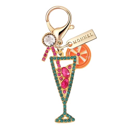 MC418 Little Crystal Lady Cocktail Lobster Clasp Charm for Women with Velvet Bag (Pink Green,1 Piece)
