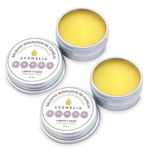ACEMELIA | Pack de 2 Bálsamos Labiales Reparadores 2 x 10 ml | Nariz y Labios | Reparación e Hidratación Intensa para Labios Secos y Agrietados | Protección Contra el Frío y el Viento | Vegano