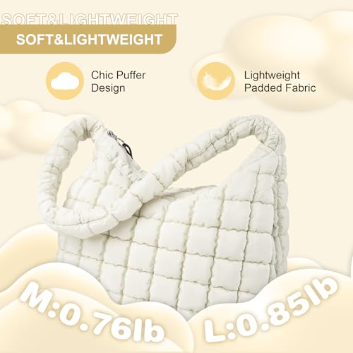 Image of Quilted Puffer Tote Bag Purse Puffy Crossbody Shoulder Bag,Lightweight Nylon Hobo Bag Puffer Carryall Bag for Women Girl