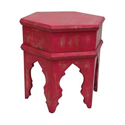 Mesa auxiliar estilo marroquí vintage de madera roja Cover