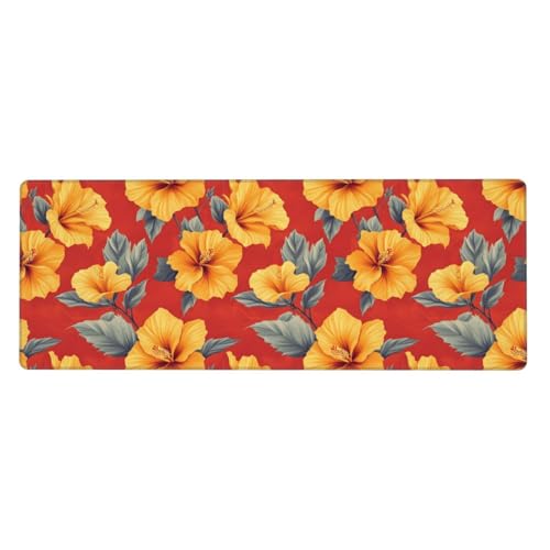 Grand tapis de souris de jeu fleurs jaunes pour bureau et clavier d'ordinateur portable