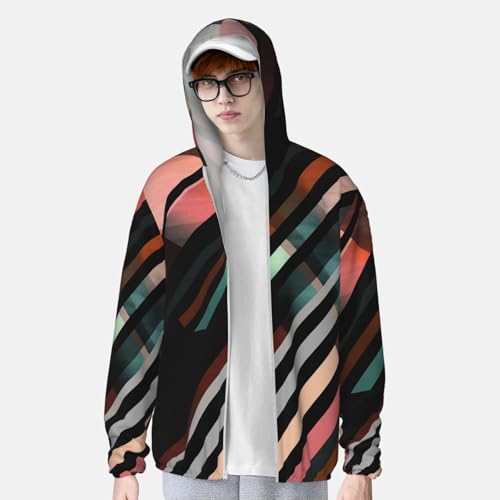 Men's Sun Protection Shirts Abstract Triangle Striped Long Sleeve Sun Shirt for Fishing Running Hiking Swim3