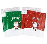 Luftpolsterumschläge A5 Rot Grün Weihnachtsmann, 50 Stück Briefumschläge mit Luftpolsterfolie - 16cm x 23cm Weihnachten Bubble Mailers für Senden von Weihnachtskarten und Geschenke