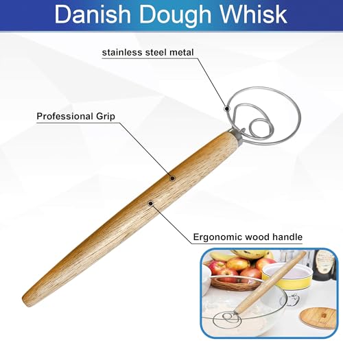 10inch Oval Banneton Proofing Basket Set Bread Baking Kit, Dough Scraper, Bread Lame, Danish Dough Whisk Sourdough Proofing Basket Artisanal Bread Making Tools and Supplies Set