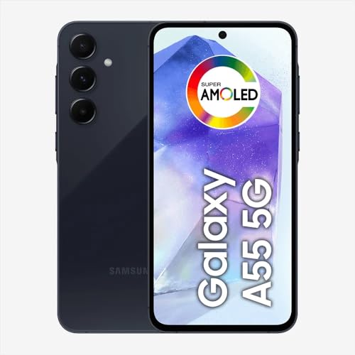 Samsung Galaxy A55 5G, Câmera Tripla Traseira de até 50MP, Selfie de 32MP, Nightography, Apagador de objetos, Design em metal e vidro, IP67, Super AMOLED 6.6″ 120Hz Vision Booster, 256GB – Azul Escuro