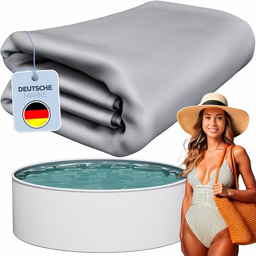 poolomio Poolfolie Grau für Stahlwandpool Rund 360x110 cm | Poolinnenfolie Aufstellpool Winterfest und UV-beständig | Ersatzfolie für Gartenpool | Pool Innenhülle 0,225 mm Stärke