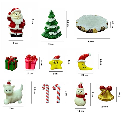 Image of Moira 13 pcs Christmas Theme Miniature Decoration Items for Shops, Cake Toppers Plants, Terrariums, Doll Houses, Fairy Gardens