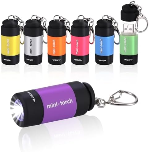 Kssvzz 7 Stück Mini LED Taschenlampe mit Schlüsselanhänger | USB-Aufladbar Taschenlampen, Bunt, Klein & Tragbar, Mitgebsel Kindergeburtstag 6 7 8 9 10 11 12 Jahre