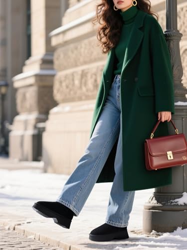 TEMOFON Snow Boots for Women Mini: Genuine Suede Leather Water Resistant Platform Womens Winter Boots Fur Lined Warm Anti-Slip Outdoor Ankle Booties2