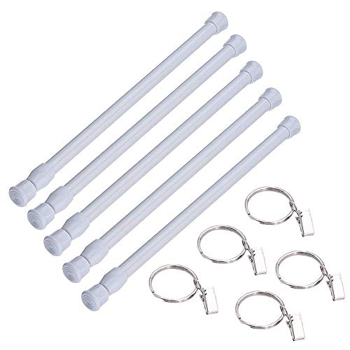 5pcs Constant Tension Barra, Tensión de Muelle Varilla de Cortina para Cortina de Ducha Extensible Ajustable para baño Estantería de Armario de Ventana Blanco 30-50cm