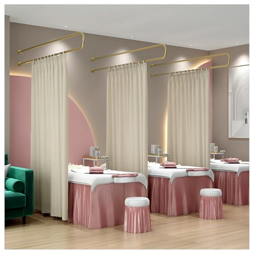 1 Pack Salon Spa Privacy Curtain, Hospitals Condos Beds Partition Wall - Sturdy Metal Track & 2m Tall Drape, 1 Panel Room Divider Screen for Outdoor Patio Indoor Bedroom, 200 230 cm ( Color : Gold Pol