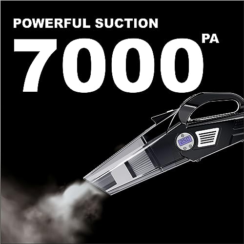 Image of 4 in1 Wireless Car Vacuum Cleaner with Tyre Inflator High Power 7000PA Handheld Car Vacuum LED Light, for Wet /Dry Use, Black (‎TWOWAY PRO)