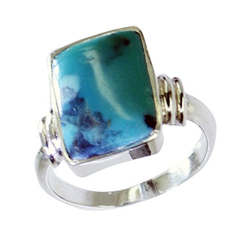 Bague argent véritable turquoise naturelle rectagne, bague pierre de naissance 46-68 - 5