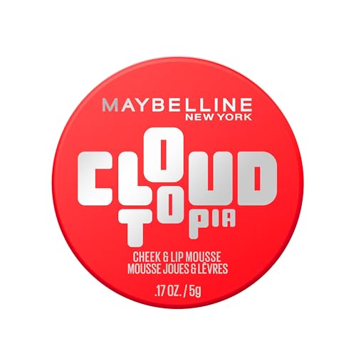 Maybelline New York Cloudtopia Wangen- & Lippen Mousse, 2-in-1 Blush & Lippenfarbe für 14H Halt, Luftig-leichte Textur & mattes Finish, Nr. 03 Divine Crimson, 5g