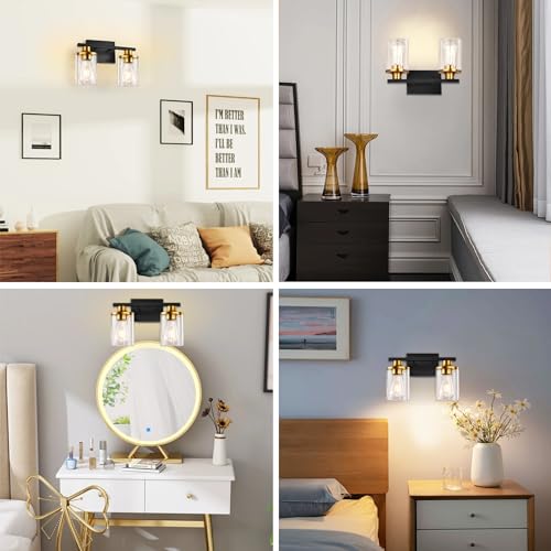 GROWER 2 Lights Bathroom Light Fixtures, Black and Gold Vanity Light - image 6