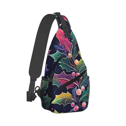 Bolso bandolera unisex con estampado de hojas coloridas miniatura 2