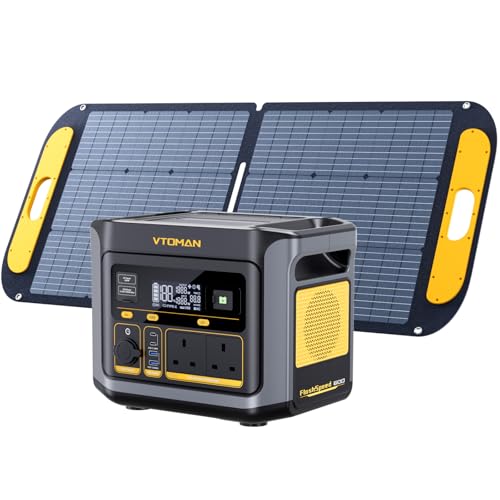 VTOMAN FlashSpeed 600 Portable Power Station with 110W Solar Panel - 499Wh/600W(1200W Peak) Solar Generator with LiFePO4 Battery, 100W USB-C, 60 Min Fast Charging 0-80% for Camping, Fishing, RVs