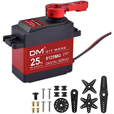diymore 25KG Digital Servo Motor High Torque Full Metal Gear Servo Waterproof for RC Car Helicopter Airplane DIY, Control Angle 270° Cover