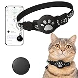 Collier GPS Chat, Traceur GPS Chat, sans Carte SIM, Imperméable Et Durable, Alerte Intelligente Anti Perte pour Chats D'extérieur, Localisation Temps Réel (Black, Compatible avec iOS)