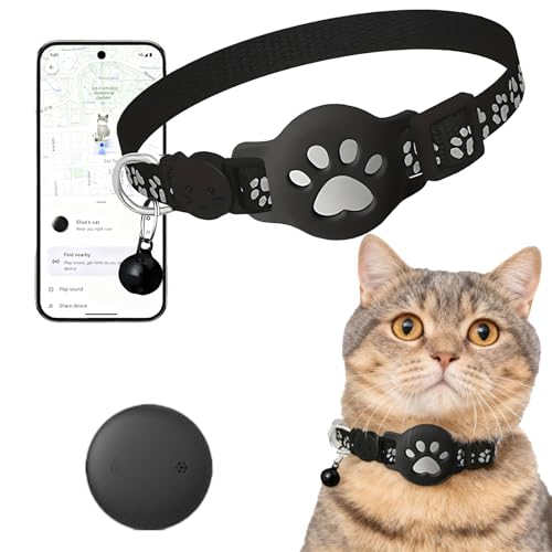 Collier GPS Chat,Collier Chat GPS,Imperméable Et Durable,sans Abonnement Mensuel, Alerte Intelligente Anti-Perte pour Chats D'extérieur (Noir)