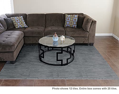 Home Aesthetics 100 Sq. Ft 3/8 Inch Thick Printed Foam Tiles Interlocking Foam Mat, Sea Haze Grey Wood Grain Style Print, (24"X24", 25 Pcs), Protective Flooring For Home, Gym Exercise Or Trade Show #TOP1
