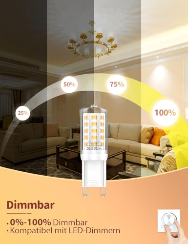 G9 LED Lampe Warmweiß Dimmbar 2700K 3W LED Leuchtmittel Ersatz 45W Halogen – Ansicht 2