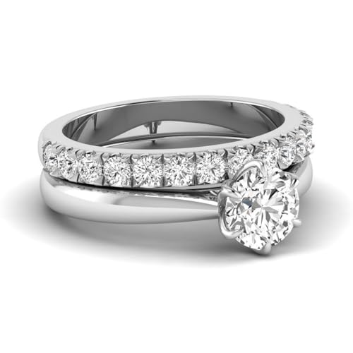 14K Gold 1.75 Carat Round Lab Grown Diamond (1 Ct, F, VVS2) IGI Certified Solitaire Engagement Anniversary Wedding Ring Set For Womens3