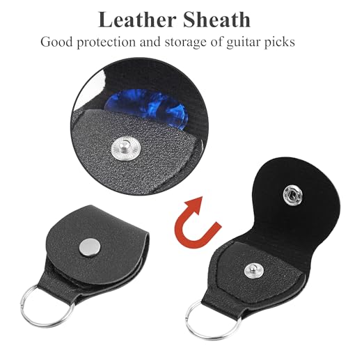 Image of Adjustable Guitar Strap Includes 2 Strap Locks & 2 Matching Picks & 1 Picks Holder & 1 leather Strap Button.