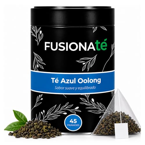 FUSIONATE Te Azul Oolong Premium, Sabor Exquisito y Beneficios Naturales, Infusión 100% Natural, Rico en Antioxidantes, Lata de 45 pirámides