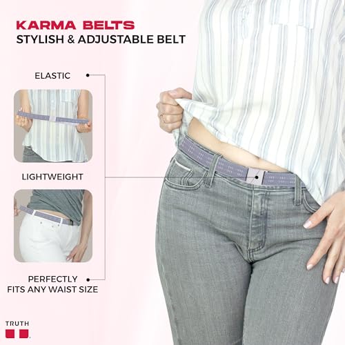 Truth Elastic Belts for Women & Men,1” Wide No Show Flat Buckle Invisible KARMA Belt, for Jeans, Pants and Plus Sizes2