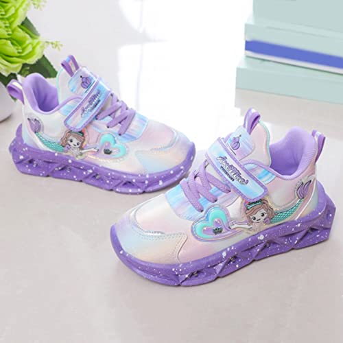 Generic Kids Girls Light Up Merm𝐚id Pattern Sneaker Hook Loop Thick Bottom Non Slip Sports Shoes Fashion Casual Shoes2