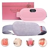 MOROVIK Period Cramp Relief Heating Pad Pain Device with 4 Massage Modes for Menstrual Pain and Belly or Back Pain Relief, LED Display, Comfortable Belt (PINK)