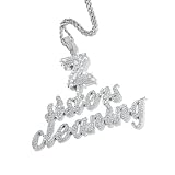 Luminaryxy Collar personalizado con dije de letra de hip hop con perla, collar con colgante de placa de nombre personalizado, regalos de joyería para mujeres y hombres, talla única, Zirconia cúbica