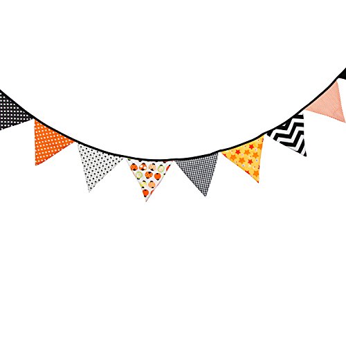 Infei 3.2M/10.5Ft Halloween Fabric Flags Bunting Banner Garlands For Wedding, Birthday Party, Outdoor & Home Decoration (Halloween) #TOP4