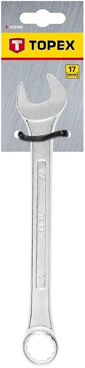 TOPEX Combination Spanner - Open-End Ring Spanner Combination Spanner - Ring Spanner - Chrome Vanadium Steel Silver - Suitable for DIY and Professionals - 32 x 380 mm