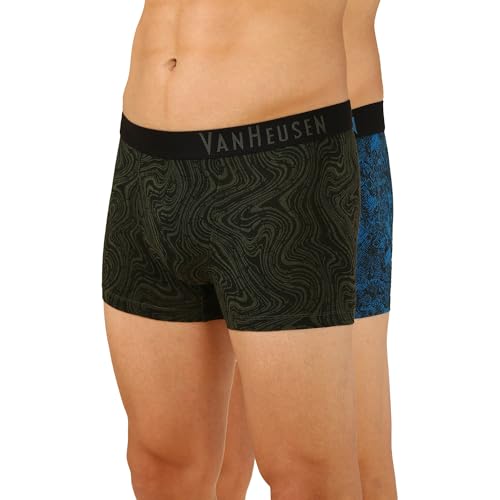 Image of Van Heusen Men's Cotton Trunks - Pack of 2 | Contoured pouch for support | Antibacterial Briefs | Sweat Absorbant | Moistue Wicking | Breathable Everyday Underwear | Long Lasting Color| Printed Colors | Style 10047