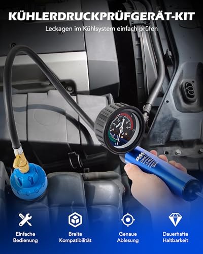 Orion Motor Tech 19tlg Kühlsystem Abdrückgerät Kühlsystemtester Kühler Abdrückgerät, farbkodiert, Kühlmittel Testkoffer zum Prüfen von Kühlsystemen