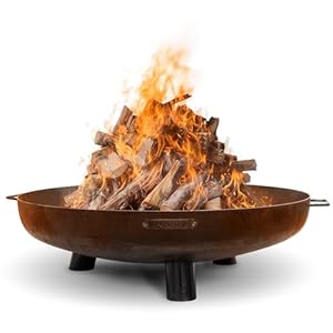 Moodz Feuerschale 60 cm - Feuerschalen für den Garten - Feuerstelle Outdoor & Feuertonne - Feuerschale aus 3 MM hochwertigem Cortenstahl - Feuerkorb für den Garten - 60x60x16cm