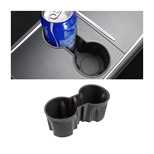 JOWUA Portabicchieri per console centrale per Tesla Model 3/Model Y, in silicone, lavabile, colore grigio, portabicchieri per console centrale + sottobicchiere per sedile posteriore