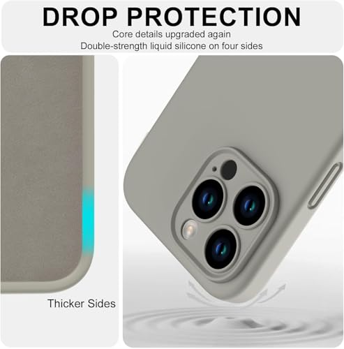 Image of DIZORO Compatible with iPhone 15 PRO MAX Camera Protection Case 6.7, Slim Liquid Silicone Case 3 Layers Full Covered Soft Gel Rubber Phone Case Protective Cover - Natural Titanium
