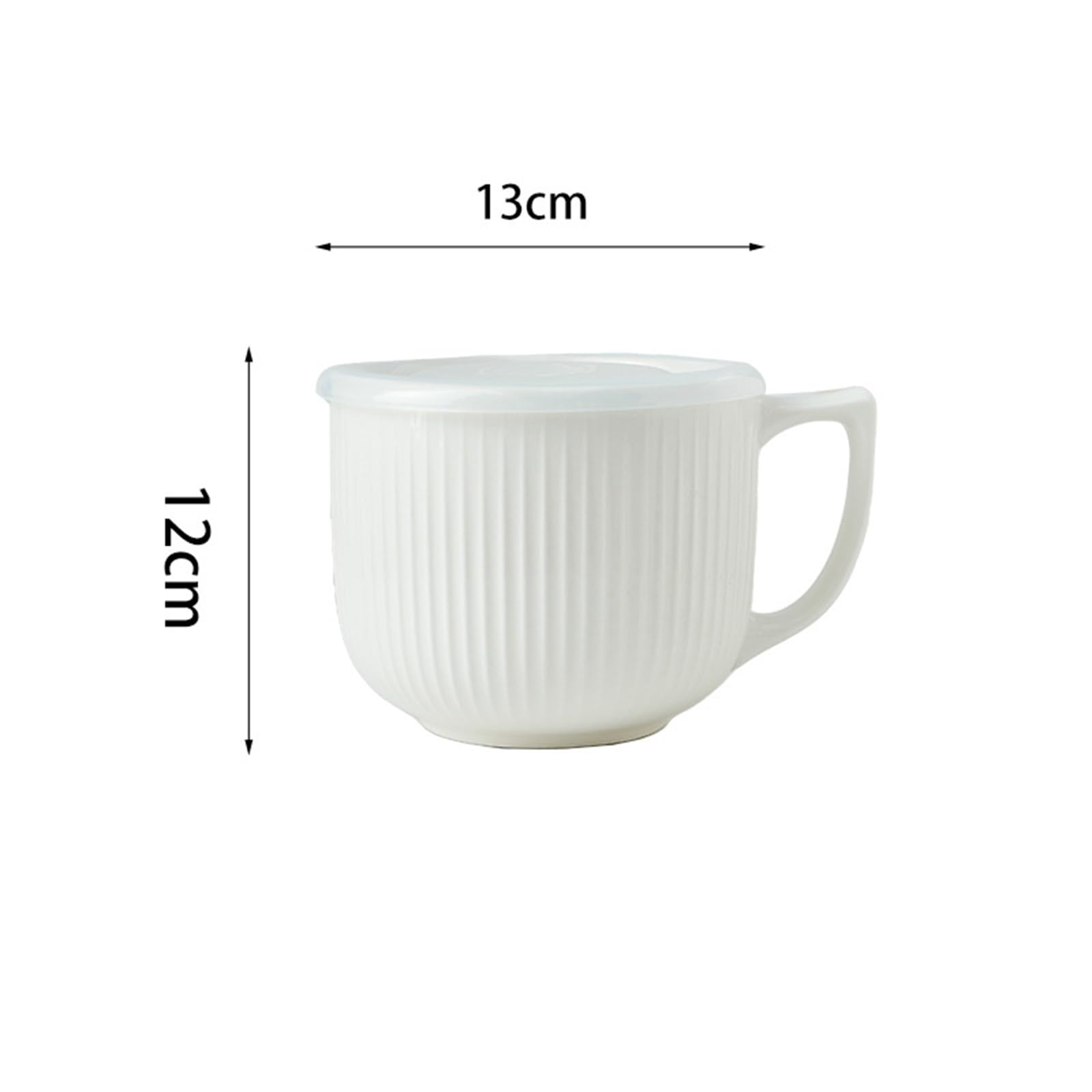 Cuenco de sopa con asa, cuenco de ramen de 900 ml con tapa, cuenco de cerámica para cereales y fideos, para microondas, ensalada, desayuno, color blanco
