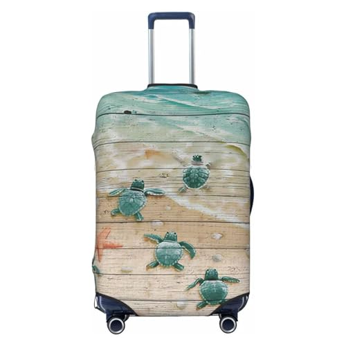 Sea Turtle Starfish Print Suitcase Cover Luggage Protector Washable Elastic Fashionable Travel Gear Cover