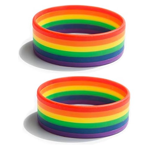 Candyfancy 2PCS LGBT Armband Silikon Gummi Gay Pride 6 Farben Regenbogen Flagge Armbänder Armreifen Lesbian Homosexual Partner Cover